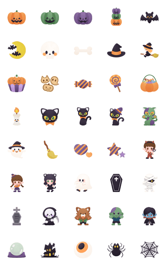 [LINE絵文字]ハロウィン・かわいい！フチなし絵文字の画像一覧