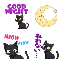 [LINE絵文字] 動く☆今夜もクロネコちゃん絵文字の画像