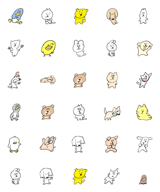 [LINE絵文字]動くゆるい生き物 8の画像一覧