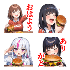 ハンバーガー女絵文字の絵文字メイン画像