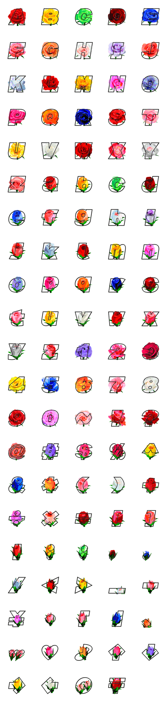 [LINE絵文字]104種の薔薇の画像一覧