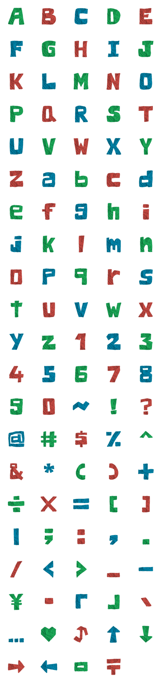 [LINE絵文字]Colorful Paper Lettersの画像一覧