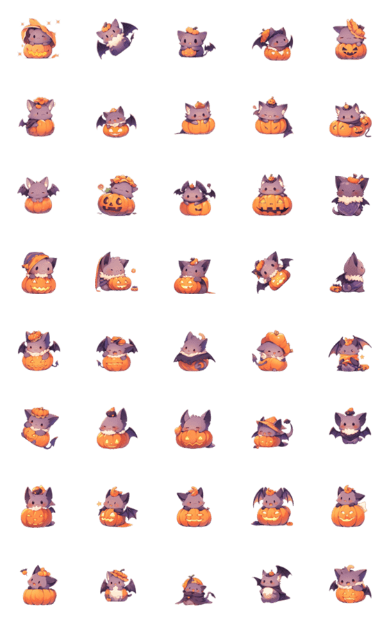[LINE絵文字]purple Meow Halloween Costume/Handbookの画像一覧