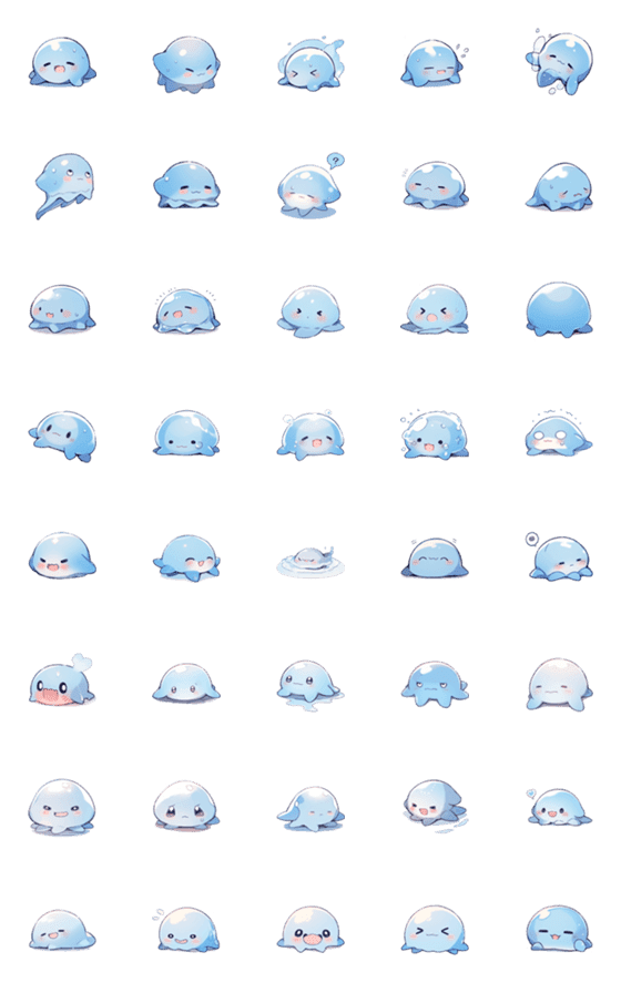 [LINE絵文字]Fluttering jellyfish emojiの画像一覧