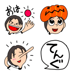 [LINE絵文字] くろかみちゃん絵文字の画像