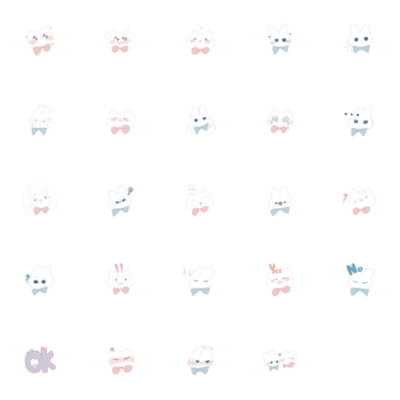 [LINE絵文字]Pink Cat ＆ Blue Rabbitの画像一覧