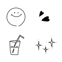 シンプル◎手書き白黒スマイル＆英語2の絵文字メイン画像