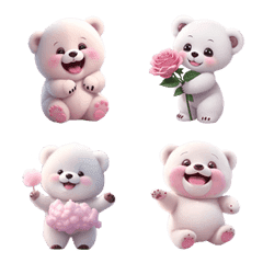 [LINE絵文字] White bear, cute, affectionate, emojiの画像