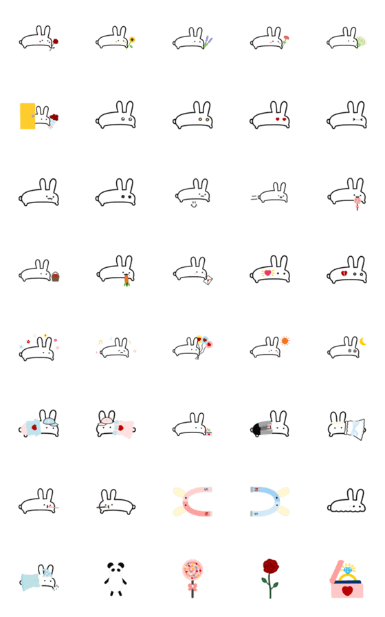 [LINE絵文字]Rabbit Daily Romance Stickersの画像一覧