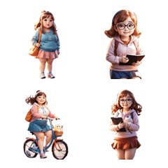 [LINE絵文字] Cute chubby girl, various poses, emojisの画像