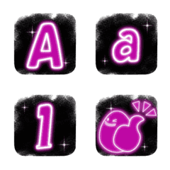 [LINE絵文字] 光るアルファベットと『たま五郎』 紫の画像