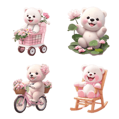 [LINE絵文字] Cute white bear nonstop emojiの画像