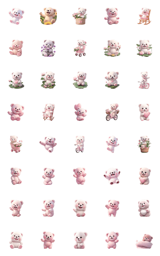 [LINE絵文字]Cute white bear nonstop emojiの画像一覧