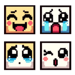 四角いドット絵顔絵文字の絵文字メイン画像