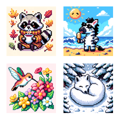 動物ドット絵文字（四季）の絵文字メイン画像