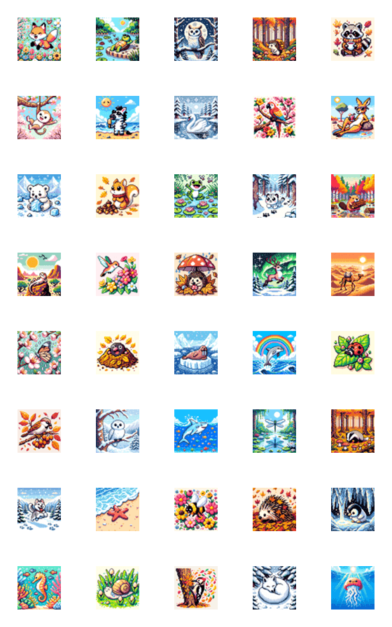 [LINE絵文字]動物ドット絵文字（四季）の画像一覧