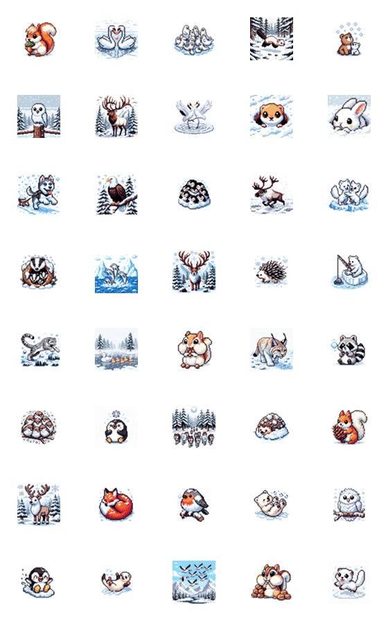 [LINE絵文字]冬の動物達の絵文字の画像一覧