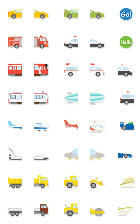 [LINE絵文字]つながる 遊べる 乗り物 ステッカーの画像一覧