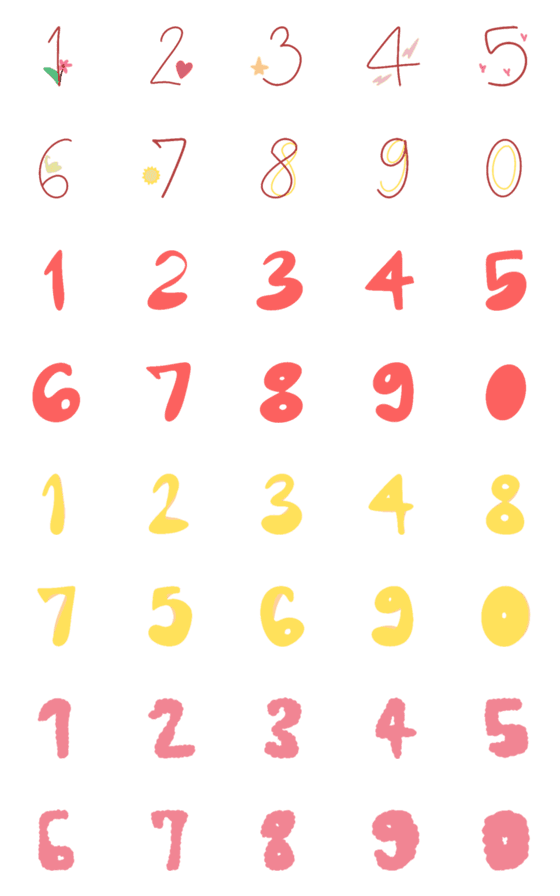 [LINE絵文字]Various numbersの画像一覧