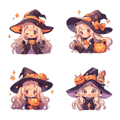 [LINE絵文字] little witch on halloweenの画像