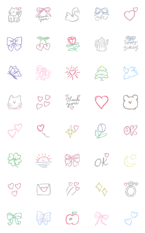 [LINE絵文字]毎日使えるシンプルな線画絵文字 24の画像一覧