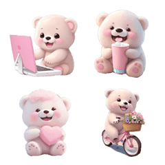 [LINE絵文字] Cute white bear, sweet smile, tight bodyの画像
