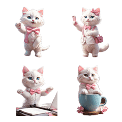 [LINE絵文字] cute bright white cat emojiの画像