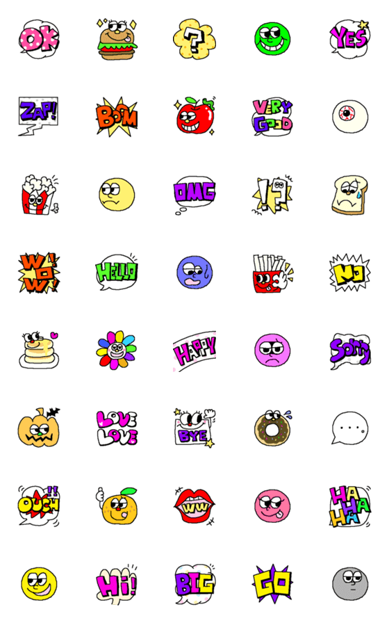 [LINE絵文字]カラフル★ポップ1の画像一覧