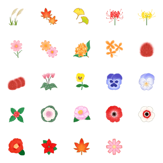 [LINE絵文字]秋の花・冬の花の画像一覧