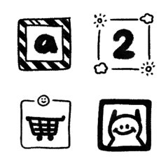 黒 くろ 手帳 ノート ♥ABC 123 英語 数字の絵文字メイン画像
