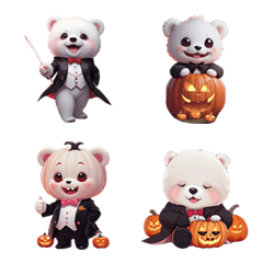[LINE絵文字] Dracula Bear Halloween Emojiの画像