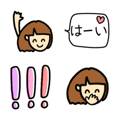 [LINE絵文字] おかっぱgirlのcuteな絵文字♩の画像