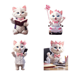 [LINE絵文字] cute bright white cat emoji v.2の画像