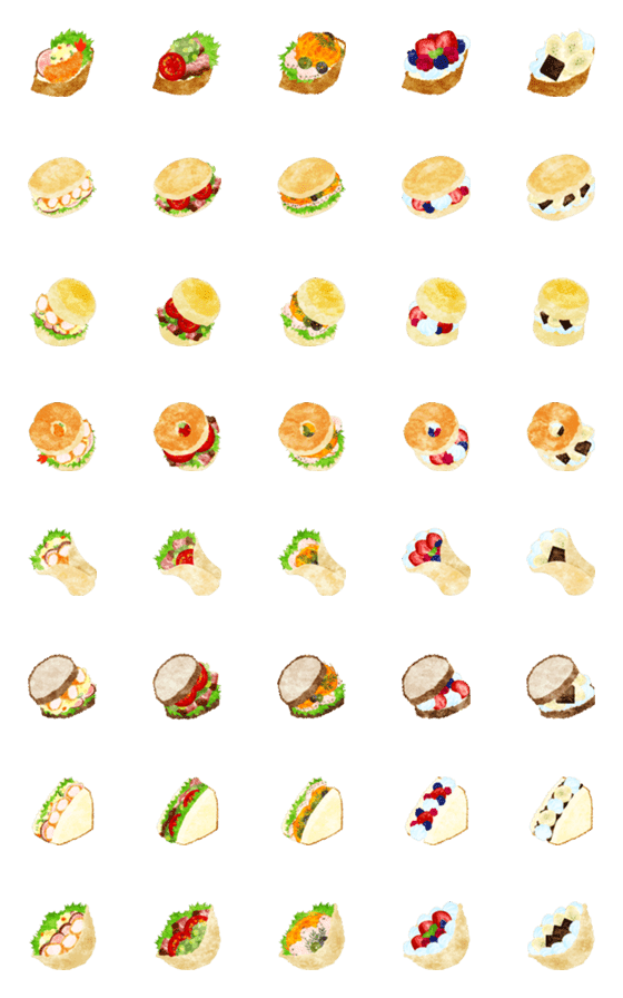 [LINE絵文字]いろいろサンドイッチの絵文字 その3の画像一覧