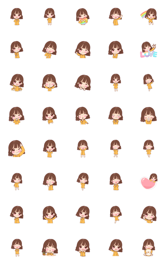 [LINE絵文字]NamCha little girl emojisの画像一覧