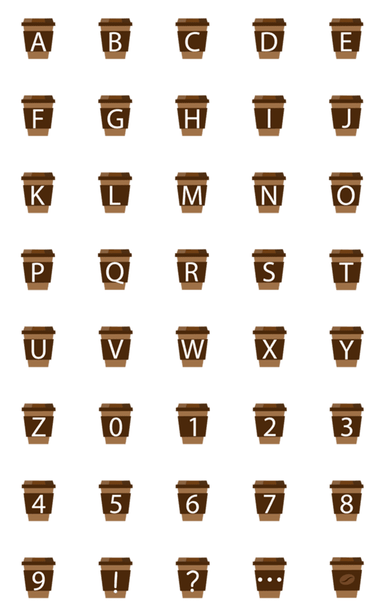 [LINE絵文字]温かいコーヒーカップ(英数字記号)の画像一覧