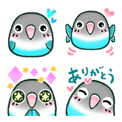 [LINE絵文字] 動く♡ボタンインコ（ブルーちゃん）の画像