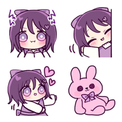 [LINE絵文字] 紫色のリボンの女の子の画像