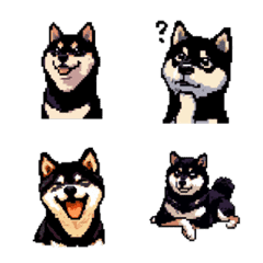 [LINE絵文字] ドット絵 黒柴 40種 柴犬 しばいぬの画像