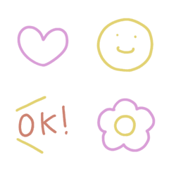 くすみカラーのゆるい線画絵文字の絵文字メイン画像