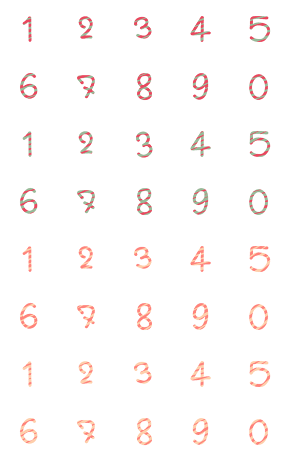 [LINE絵文字]Emoji Number Christmas Color V.1の画像一覧