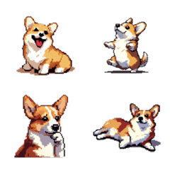 [LINE絵文字] 日常 ドット絵 コーギー 40種 犬 イヌの画像