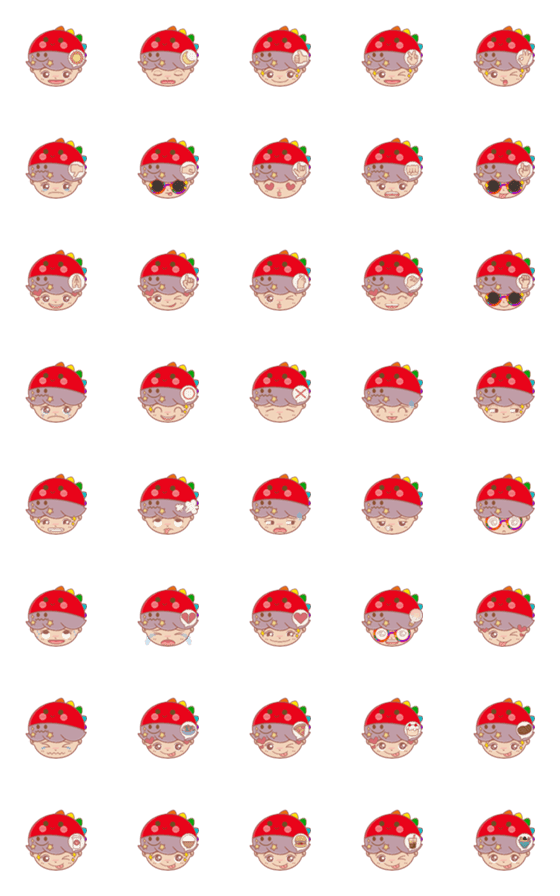 [LINE絵文字]DiDi Emoji 04 (Rainbow Dino)の画像一覧