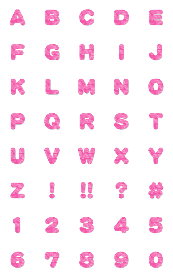 [LINE絵文字]迷彩パターン〔ピンク〕 アルファベットの画像一覧