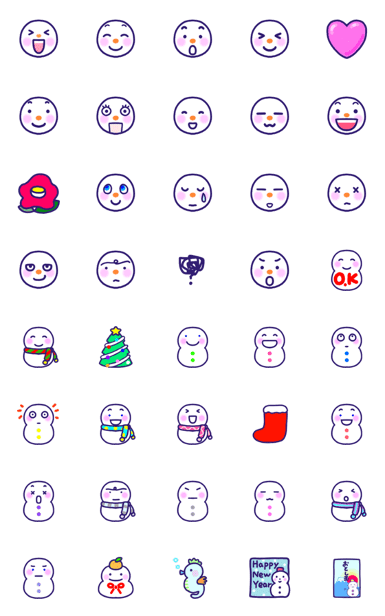 [LINE絵文字]ゆきだるま＊日常＊年末年始＊SNOWMAN1の画像一覧