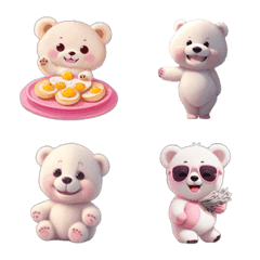 [LINE絵文字] white bear red cheeks emojiの画像