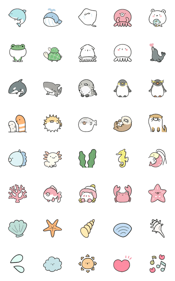 [LINE絵文字]Emoji sea animalsの画像一覧