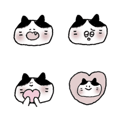 [LINE絵文字] シャイ ハチワレ 猫 絵文字の画像