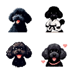 [LINE絵文字] ドット絵 トイプードル ブラック 犬の画像
