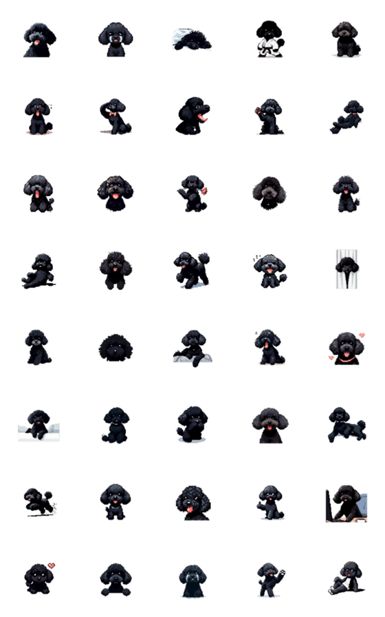 [LINE絵文字]ドット絵 トイプードル ブラック 犬の画像一覧